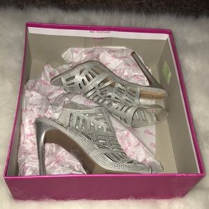 Candie’s silver bling heel